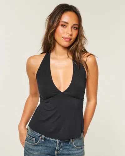 Hollister Easy Halter Top In Black