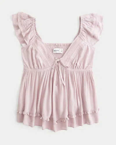 Hollister Easy Handkerchief Hem Babydoll Top In Pink