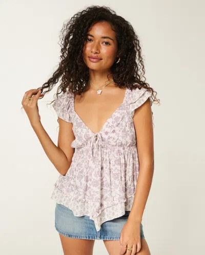Hollister Easy Handkerchief Hem Babydoll Top In Pink