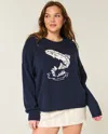 Hollister Easy Jumping Fish Graphic Crew Sweater In Blue
