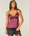 Hollister Easy Lace-trim Satin Cami In Red