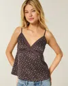 Hollister Easy Lace-trim Satin Cami In Brown