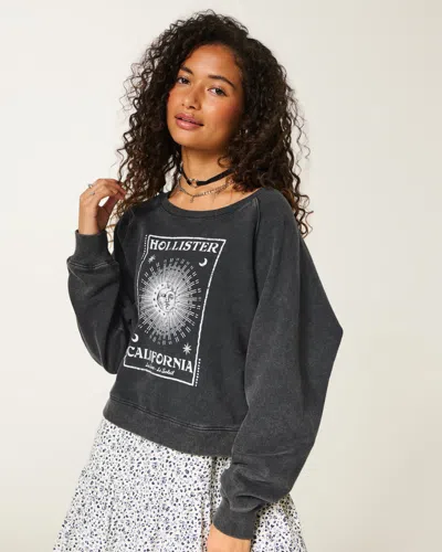 Hollister Easy Logo Graphic Crew Sweatshirt In Black