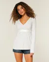 Hollister Easy Long-sleeve Wrap-front Babydoll Top In White