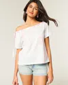 Hollister Easy Off-the-shoulder Tie T-shirt In White