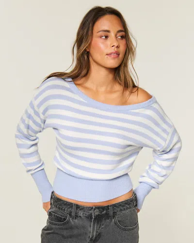 Hollister Easy Off-the-shoulder Banded Sweater In Blue