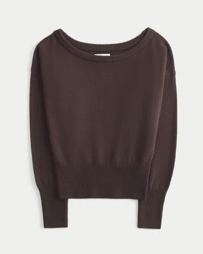 Hollister Easy Off-the-shoulder Banded Sweater In Brown