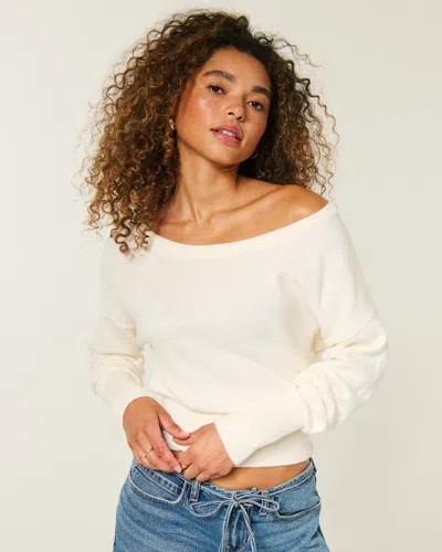 Hollister Easy Off-the-shoulder Banded Sweater In White