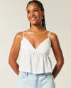 Hollister Easy Paisley Pattern Babydoll Top In White