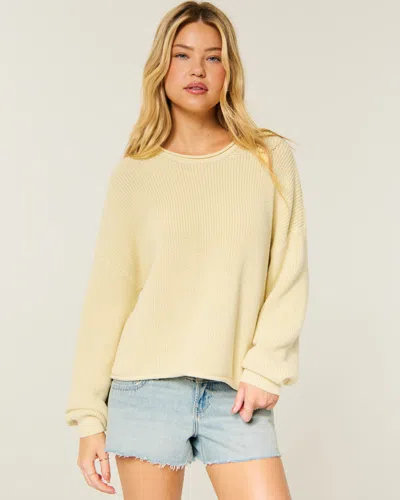 Hollister Easy Roll-neck Crew Sweater In Yellow
