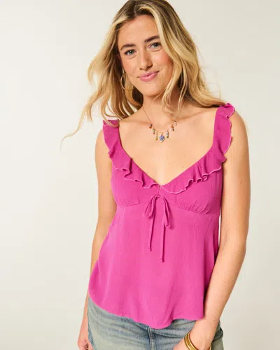 Hollister Easy Ruffle Tank In Pink