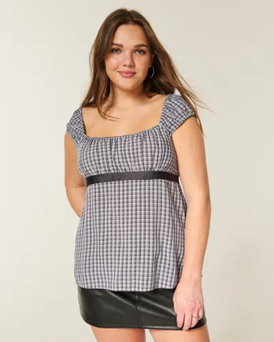 Hollister Easy Satin Tie Babydoll Top In Black