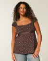 Hollister Easy Satin Tie Babydoll Top In Brown