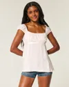 Hollister Easy Satin Tie Babydoll Top In White