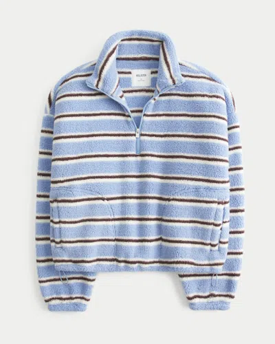 Hollister Easy Sherpa Half-zip Sweatshirt In Blue