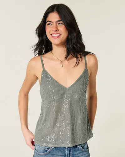 Hollister Easy Shine Babydoll Top In Gray
