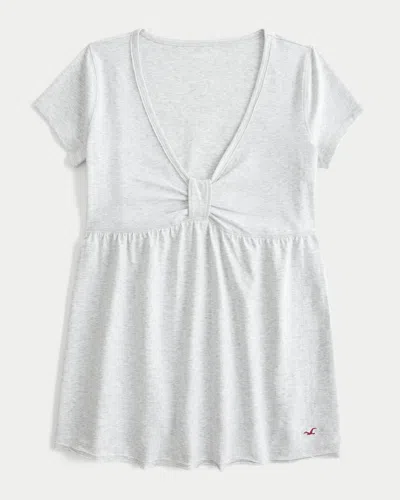 Hollister Easy Short-sleeve Babydoll Top In Burgundy