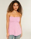 Hollister Easy Strapless Babydoll Top In Pink