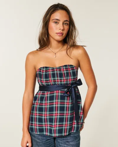 Hollister Easy Strapless Babydoll Top In Multi