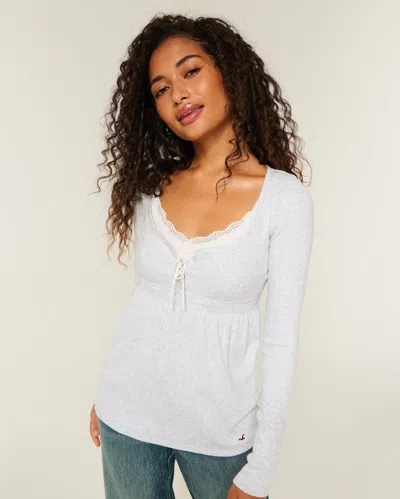 Hollister Easy Tie-back Henley Babydoll Top In White