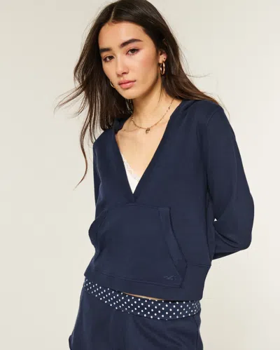 Hollister Easy V-neck Hoodie In Brown