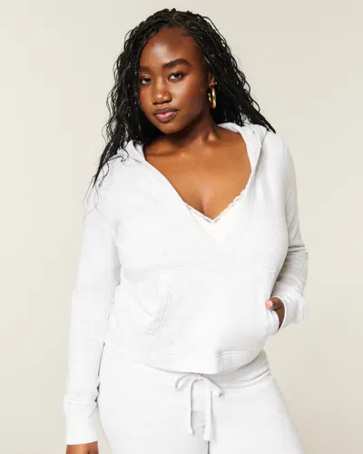 Hollister Easy V-neck Hoodie In White