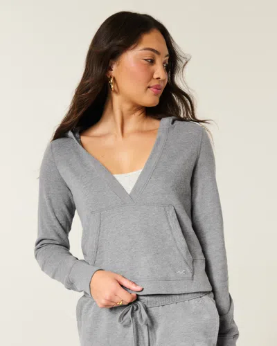 Hollister Easy V-neck Hoodie In Gray