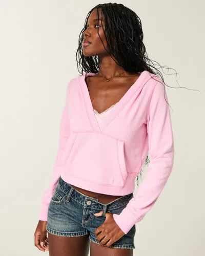 Hollister Easy V-neck Hoodie In Pink