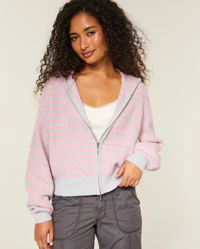 Hollister Easy Zip-up Sweater Hoodie In Pink