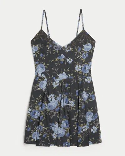 Hollister Embroidered Mini Dress In Green