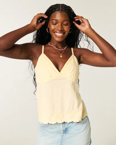 Hollister Embroidered Sequin Tank In Yellow