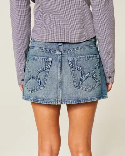 Hollister Embroidered Star Pocket Denim Mini Skort