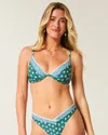Hollister Embroidered Stitch Plunge Underwire Bikini Top In Green