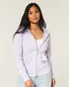 Hollister Embroidered Zip-up Hoodie In Purple