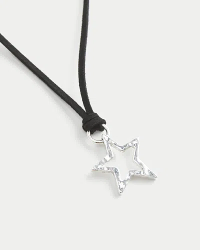 Hollister Fabric Star Embellishment Necklace In Black