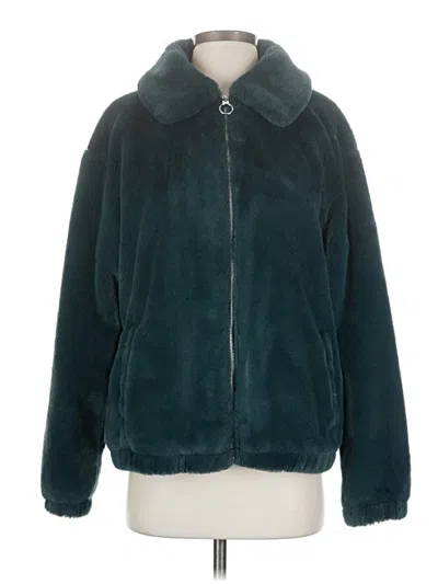 Pre-owned Hollister Faux Fur Jacket In Teal