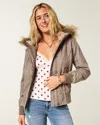 Hollister Faux Fur-lined Bomber Jacket In Green