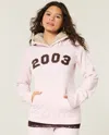 Hollister Faux Fur-lined Hood 2003 Graphic Hoodie In Pink