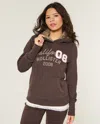 Hollister Faux Fur-lined Hood Graphic Hoodie In Brown