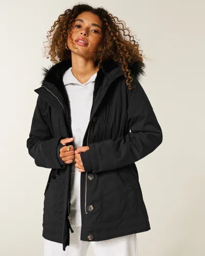 Hollister Faux Fur-lined Parka In Black