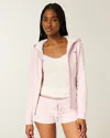 Hollister Faux Fur-lined Zip-up Hoodie In Pink