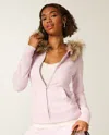 Hollister Faux Fur Trim Zip-up Hoodie In Pink