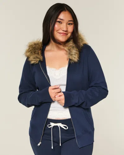 Hollister Faux Fur Trim Zip-up Hoodie