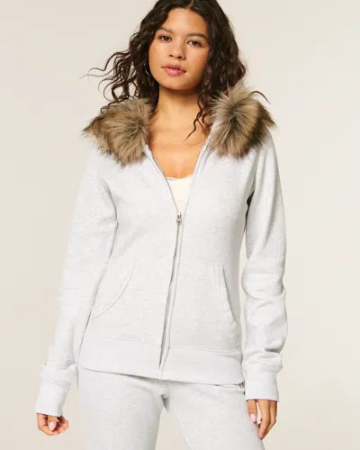 Hollister Faux Fur Trim Zip-up Hoodie