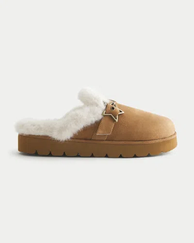 Hollister Faux Fur-lined Platform Slipper Sandals In Multi