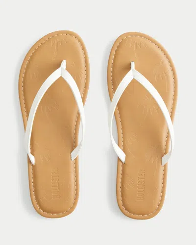 Hollister Faux Leather Flip Flops In Neutral