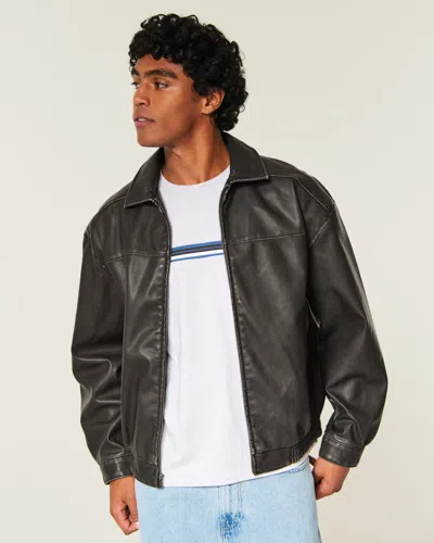 Hollister Faux Leather Harrington Jacket In Brown