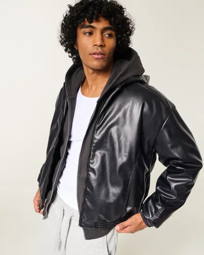 Hollister Faux Leather Skater Jacket In Animal Print