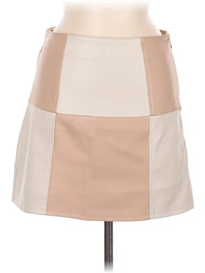 Pre-owned Hollister Faux Leather Skirt In Tan