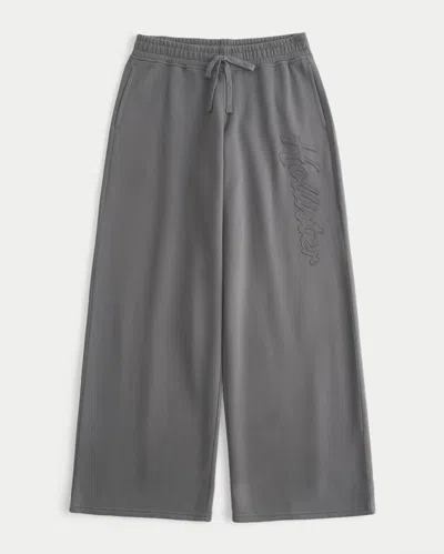 Hollister Feel Good Baggy Logo Graphic Sweatpants In Gray